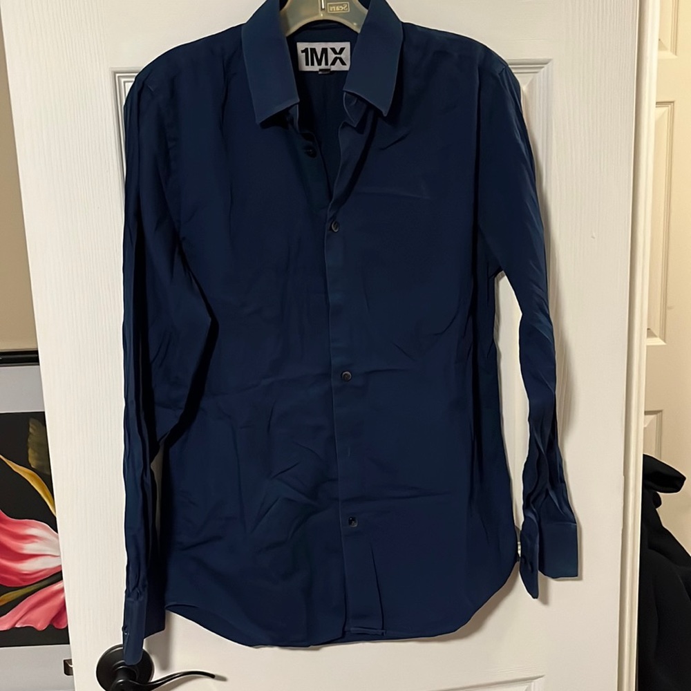 Navy blue button down shirt